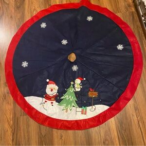 Holiday Time Santa and Snowman Christmas Tree Skirt